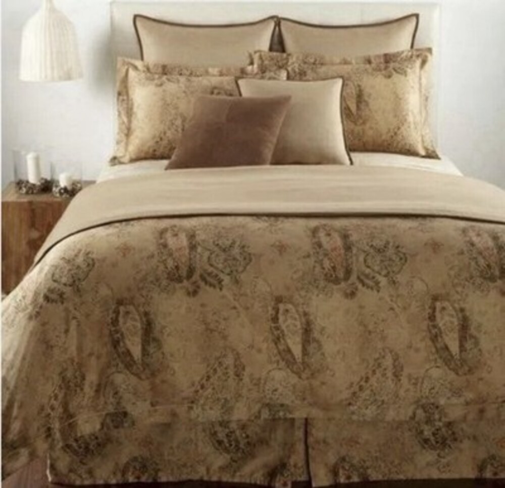 Vintage RALPH LAUREN Queen Duvet Comforter Cover Verdonnet Camel Paisley